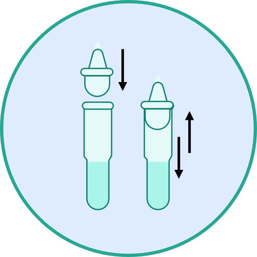 Corona Antigen Spucktest und Speicheltest - Speichel mit Lösung vermischen